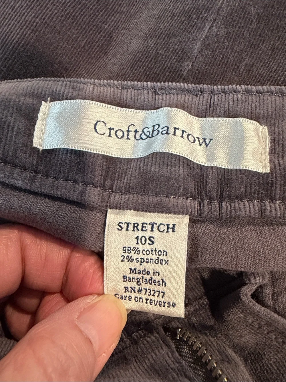 croft & barrow Women's Stretch Straight Leg Corduroy Pants in Charcoal